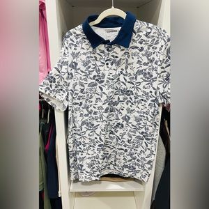 Express tropical print polo shirt 👕